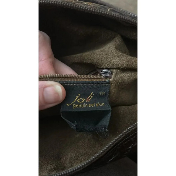 Joli Vintage Dark Brown Eel Skin Leather Shoulder Bag Women's Casual - Picture 3 of 5